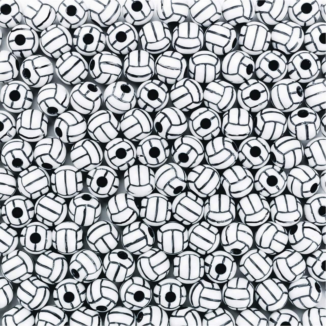 S&S® Worldwide Black & White Volleyball Plastic Beads, 12mm
